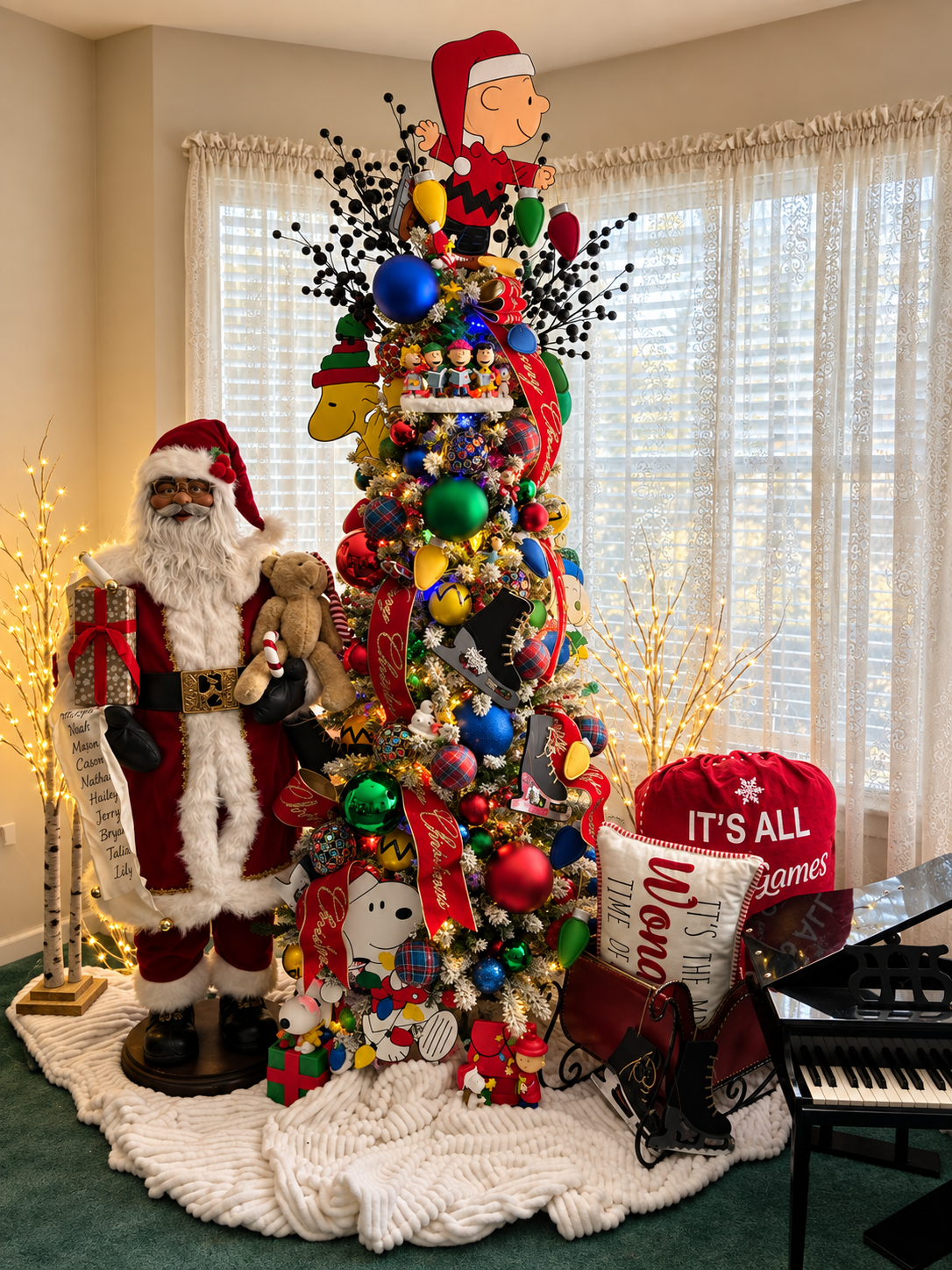 Charlie Brown Christmas tree with Peanuts figures